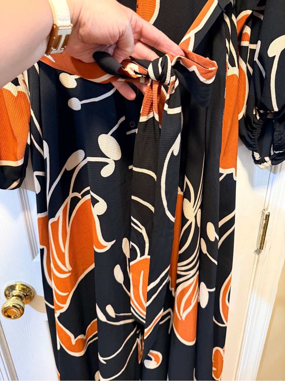 Premier Black Maxi Dress with Rust and Cream Floral Print - Picture 6 of 7